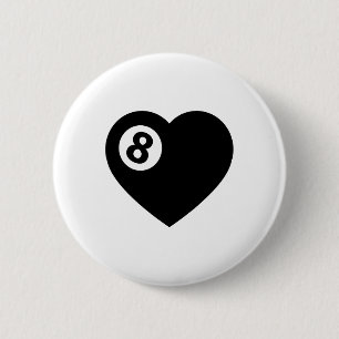 Badge Rond 5 Cm Billiard Heart Love Pool Joueur Valentine Sondage