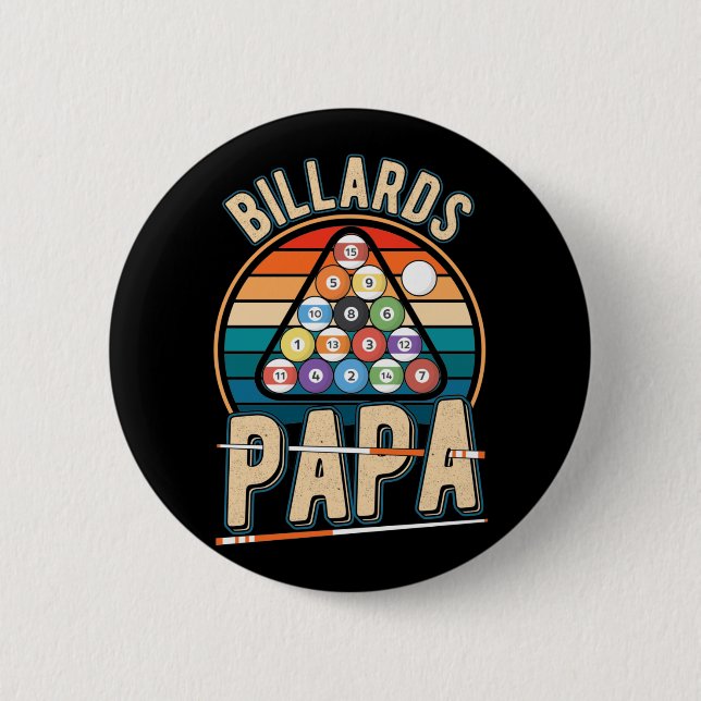 Badge Rond 5 Cm Billiard Papa Cue Sports Papa Snooker Pool (Devant)