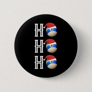 Badge Rond 5 Cm Billiards Noël Santa Hat Pool Hall Party cadeau