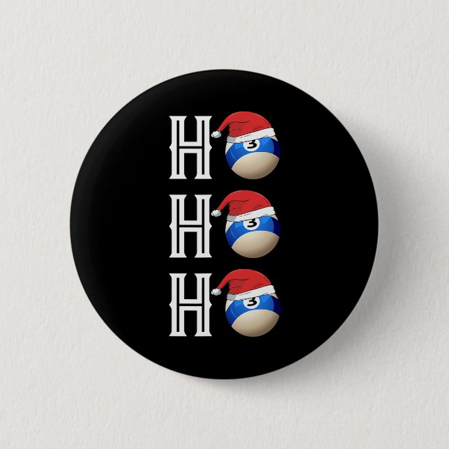 Badge Rond 5 Cm Billiards Noël Santa Hat Pool Hall Party cadeau (Devant)