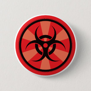 Badge Rond 5 Cm Bio-Risque - rouge