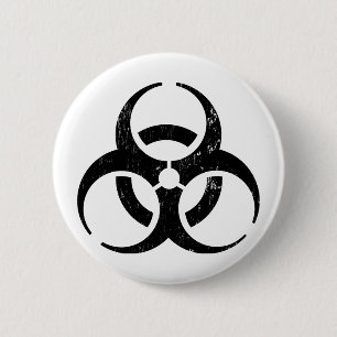 Badge Rond 5 Cm Biodanger : Bouton Contagion Zombie