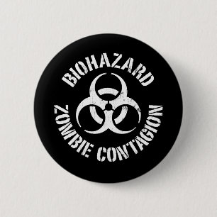 Badge Rond 5 Cm Biodanger : Bouton Contagion Zombie