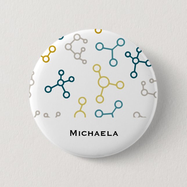 Badge Rond 5 Cm Biologie Science Molécules Motif Graduation (Devant)
