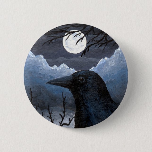 Badge Rond 5 Cm Bird 58 Crow Raven (Devant)