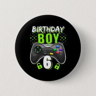 Badge Rond 5 Cm Birthday Boy 6 Contrôleur de jeu vidéo Gamer 6th B