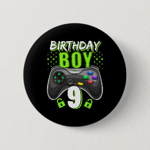 Badge Rond 5 Cm Birthday Boy 9 Video Game Controller Gamer 9th Bir