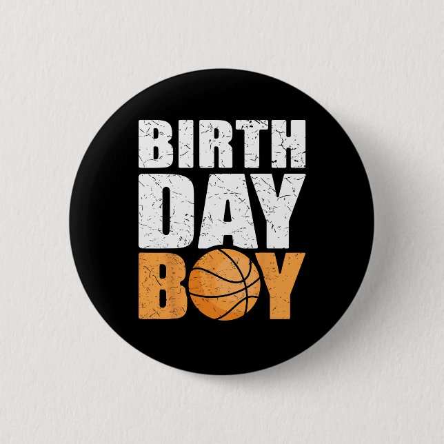 Badge Rond 5 Cm Birthday Boy Bysketbyll Theme Party Future Bysketb (Devant)