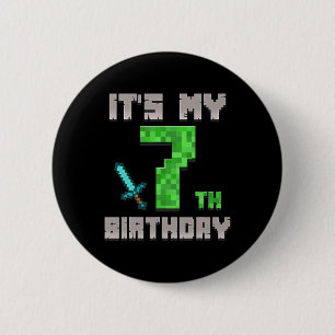 Badge Rond 5 Cm Birthday Boy Shirt C'est mon 7ème anniversaire Gam