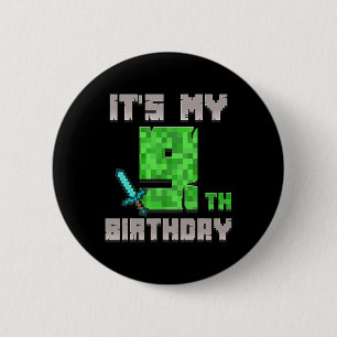 Badge Rond 5 Cm Birthday Boy Shirt C'est mon 9e anniversaire Gamer