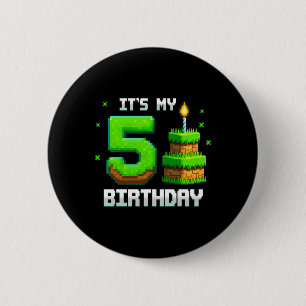 Badge Rond 5 Cm Birthday Boy Shirt C'est My 5th Birthday Funny Gam