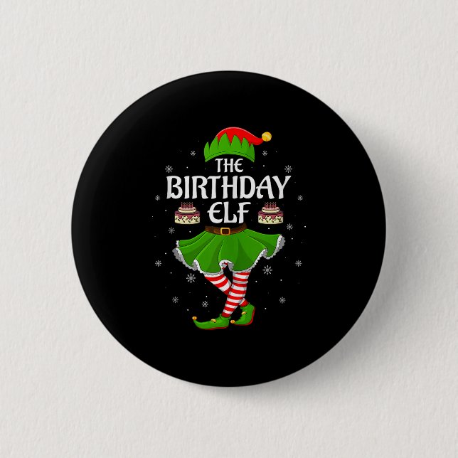 Badge Rond 5 Cm Birthday Elf Christmas Family Girls Women Elf Squa (Devant)