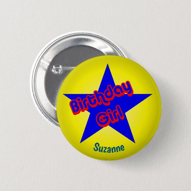 Badge Rond 5 Cm Birthday Girl Cute Personalized (Devant & derrière)