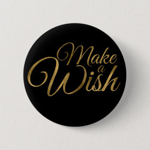 Badge Rond 5 Cm Birthday Make a Wish Black & Gold