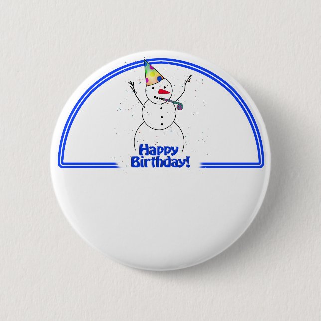 Badge Rond 5 Cm Birthday Party Snowman (Devant)