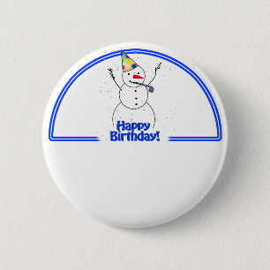Badge Rond 5 Cm Birthday Party Snowman