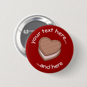 Badge Rond 5 Cm Biscuit du coeur - Bouton Pinback