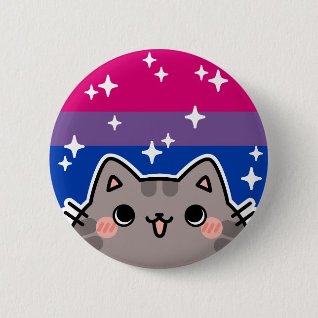 Badge Rond 5 Cm Bisexuel LGBT Pride Drapeau Bouton Chat (Devant)