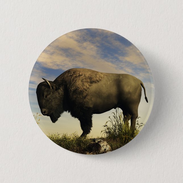 Badge Rond 5 Cm Bison (Devant)