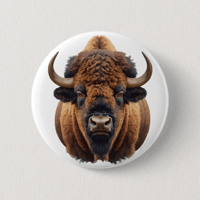 Badge Rond 5 Cm Bison / Buffle (Devant)