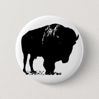 Badge Rond 5 Cm Bison de bison noir et blanc Pop Art