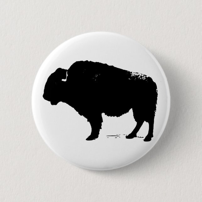 Badge Rond 5 Cm Bison de Buffalo Art noir et blanc (Devant)