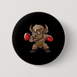 Badge Rond 5 Cm Bison de kickboxing mignon I Bison pour enfants 