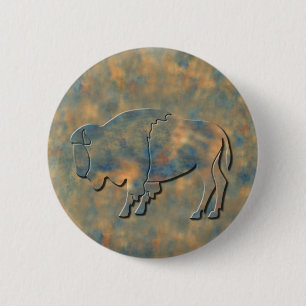 Badge Rond 5 Cm Bison en pierre de Faux