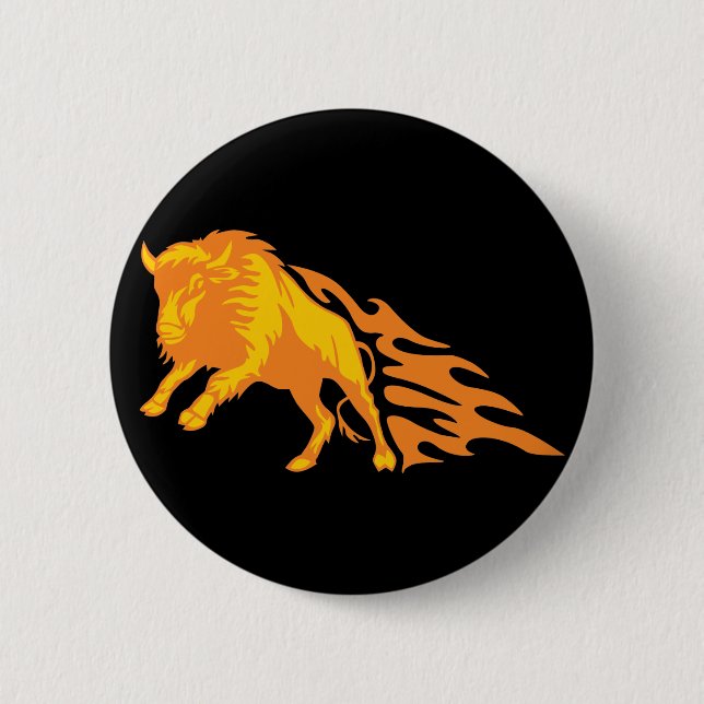 Badge Rond 5 Cm Bison flamboyant #3 (Devant)