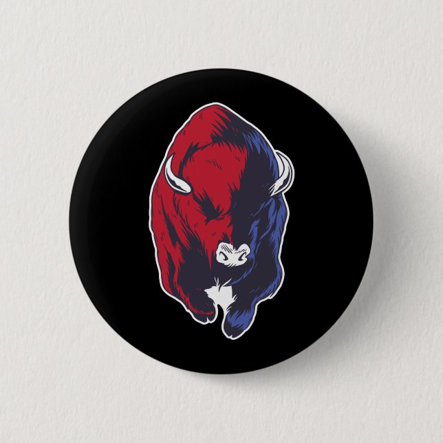 Badge Rond 5 Cm Bison National Buffalo Américain (Devant)