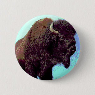 Badge Rond 5 Cm Bison Pop Art