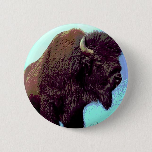 Badge Rond 5 Cm Bison Pop Art (Devant)