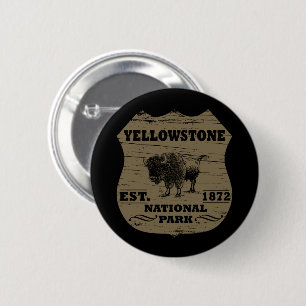Badge Rond 5 Cm Bison Vintage Parc National de Yellowstone