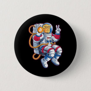 Badge Rond 5 Cm Bitcoin vers la Lune Btc Astronaute Crypto Fomo Tr