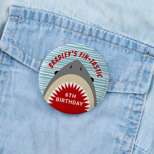 Badge Rond 5 Cm Bite de requin n'importe quel âge Bouton fête d'an