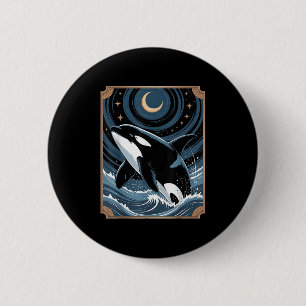 Badge Rond 5 Cm Bizarre D'Orca Sur Une Carte Tarot Nig