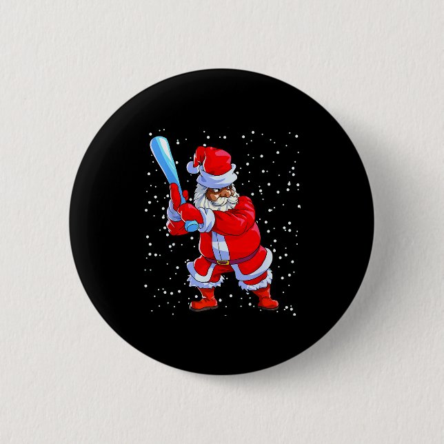 Badge Rond 5 Cm Black African American Santa Claus Baseball Afro C (Devant)