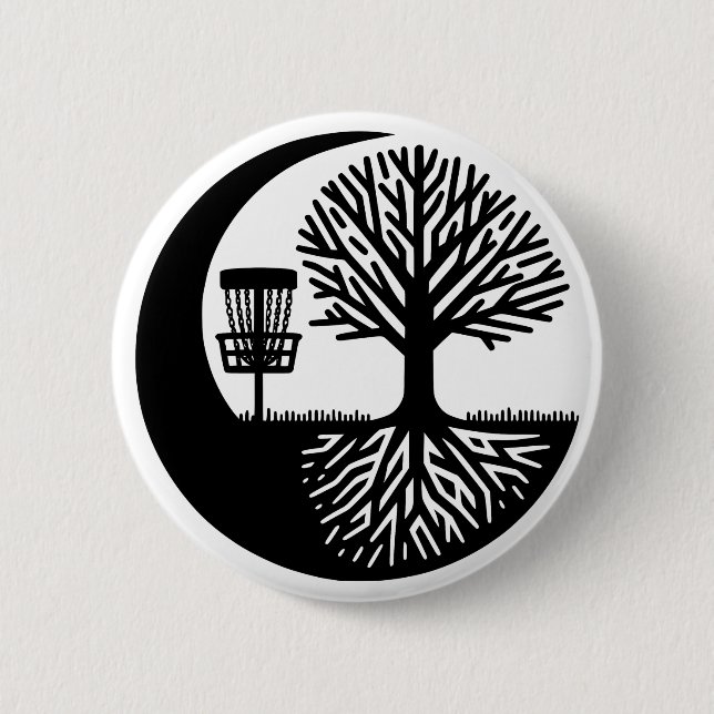 Badge Rond 5 Cm Black and White Disc Golf Silhouette  (Devant)