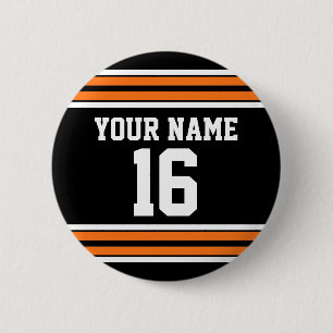 Badge Rond 5 Cm Black avec Orange White Stripes Team Jersey