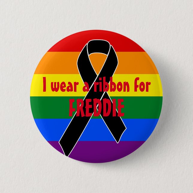 Badge Rond 5 Cm Black Awareness Ribbon + your message (Devant)