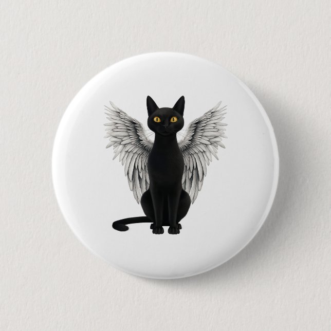 Badge Rond 5 Cm Black Cat Angel ailes (Devant)