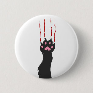 Badge Rond 5 Cm Black cat paw print - Choose background color