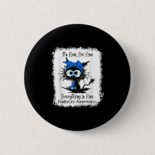 Badge Rond 5 Cm Black Cat Son Im fin Bonne sensibilisation au diab
