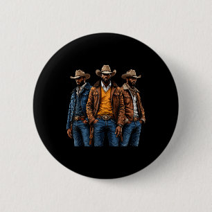 Badge Rond 5 Cm Black Cowboy Melanin African American Western Rode