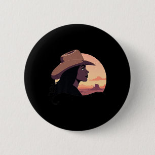 Badge Rond 5 Cm Black Cowgirl Western Rodeo Melanin Histoire noire