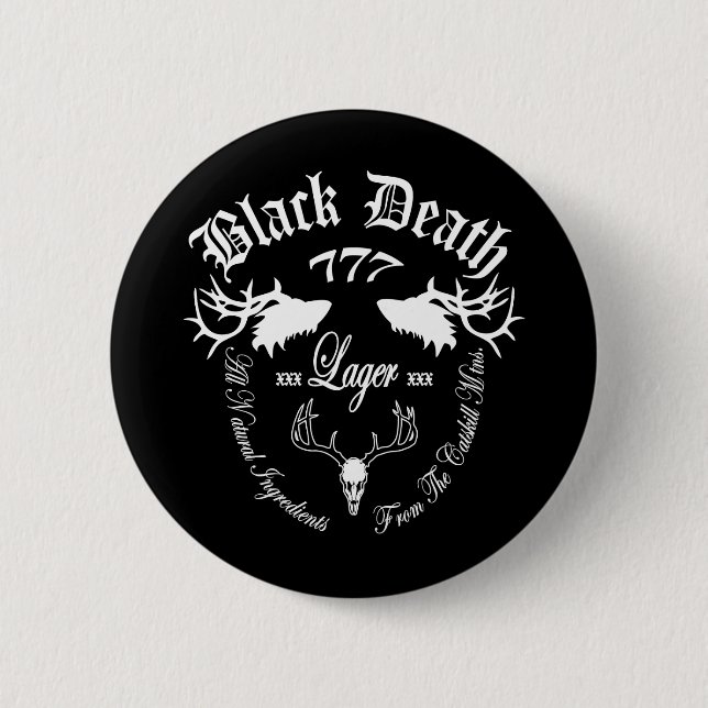 Badge Rond 5 Cm Black Death 777 - Catskill Mountain Lager (Devant)