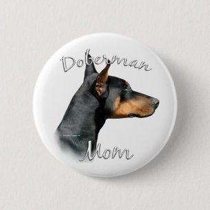 Badge Rond 5 Cm Black Doberman Maman - Bouton