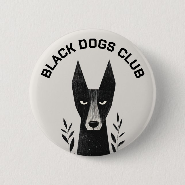 Badge Rond 5 Cm Black Dog Illustration (Devant)