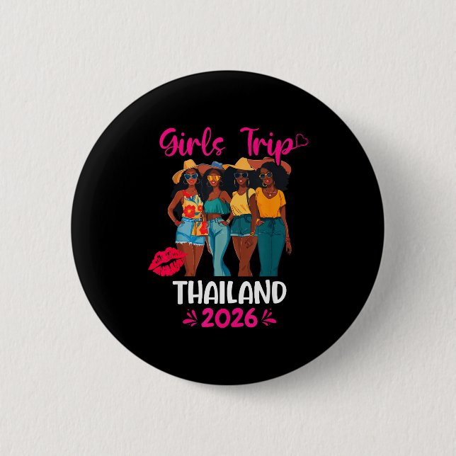 Badge Rond 5 Cm Black Girls Trip Thailand 2026 Vacation Matching  (Devant)