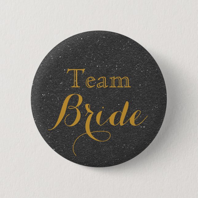 Badge Rond 5 Cm Black Gold Parties scintillant Faux Foil Mariage T (Devant)